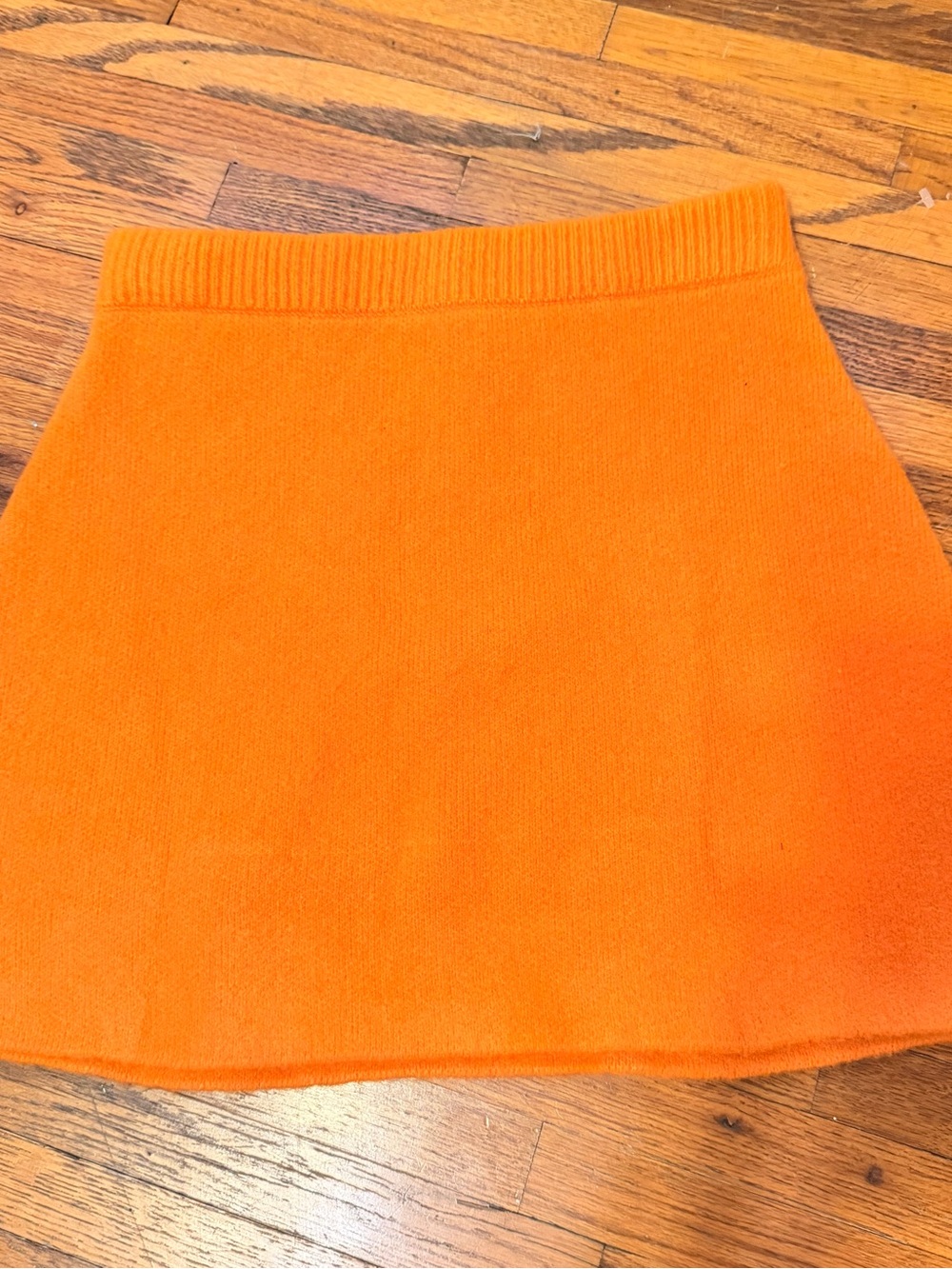 ZARA Orange Knit Mini Skirt Size S Ribbed Waist
